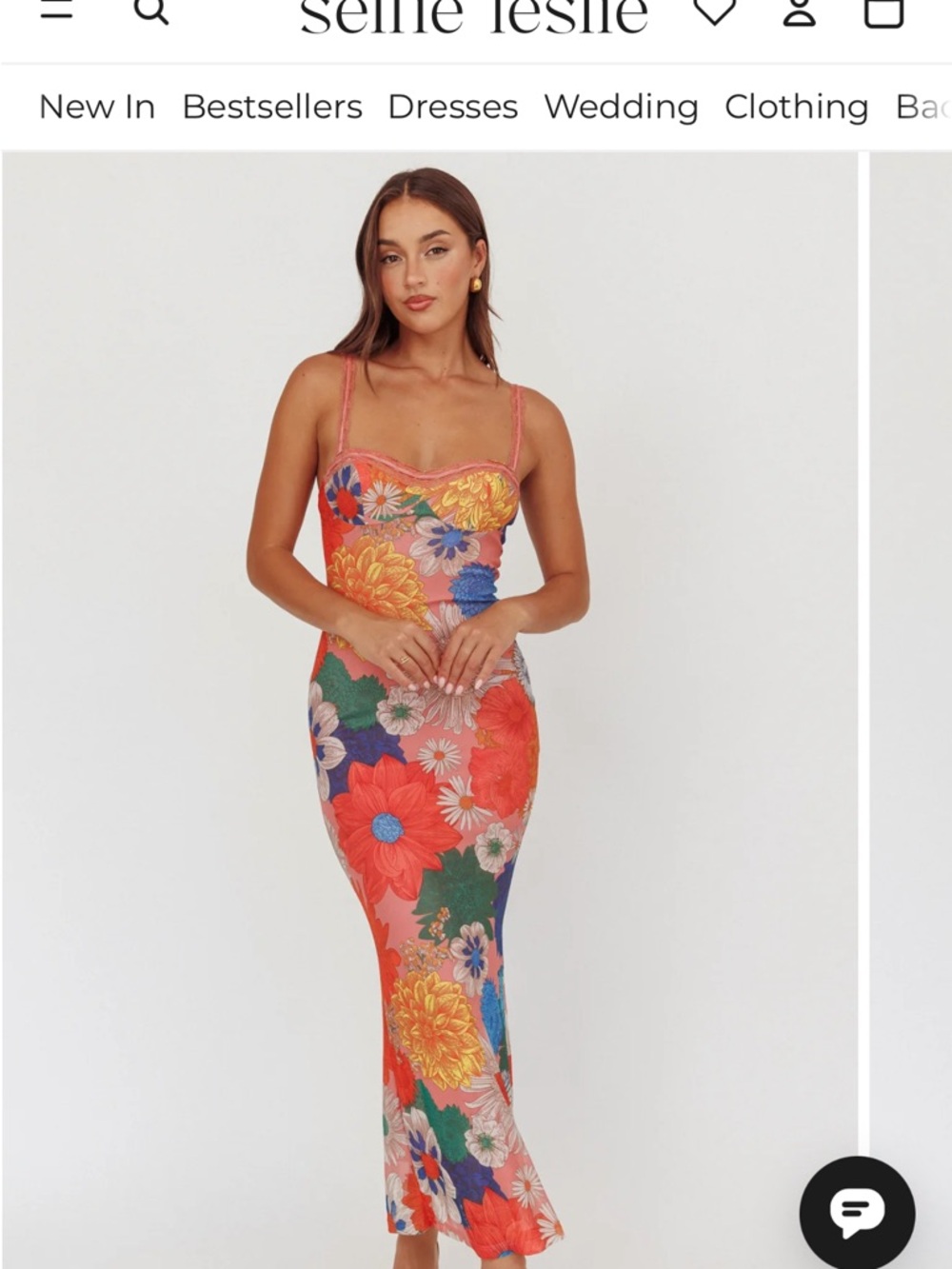 SELFIE LESLIE Girl Power Lace Strap Maxi Dress Orange